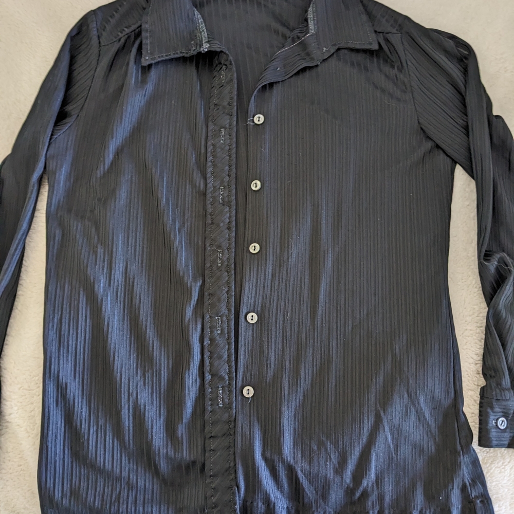 Black Striped Women's Semi Sheer Shirt